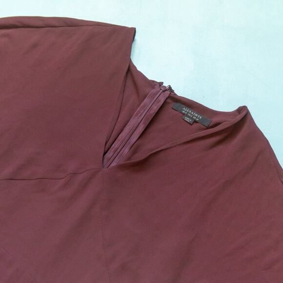 LIKE NEW All Saints Marley Red Dropwaist Minimalist Dark Shift Dress Size US 2 - Picture 3 of 7